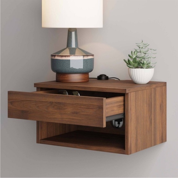 NATHAN JAMES NWT Jackson wall mount shelf side table -walnut - Picture 3 of 9